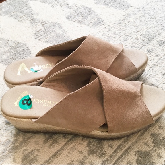 PASEART Jute Wedge Crossover Slide Sandals Size 8 - Picture 2 of 6